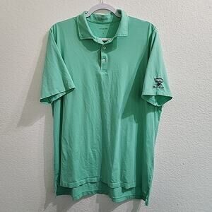 B Draddy Mens Lg Sherbet Green Golf Shirt Embroidered Sleeve Logo Champions Club